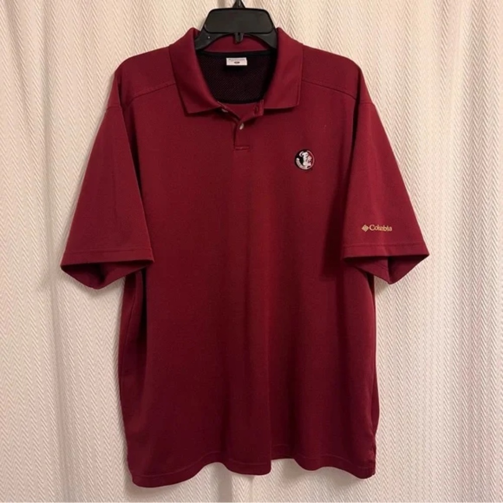 Columbia Sportswear Florida State University Seminole Logo Men's Garnet Polo XL